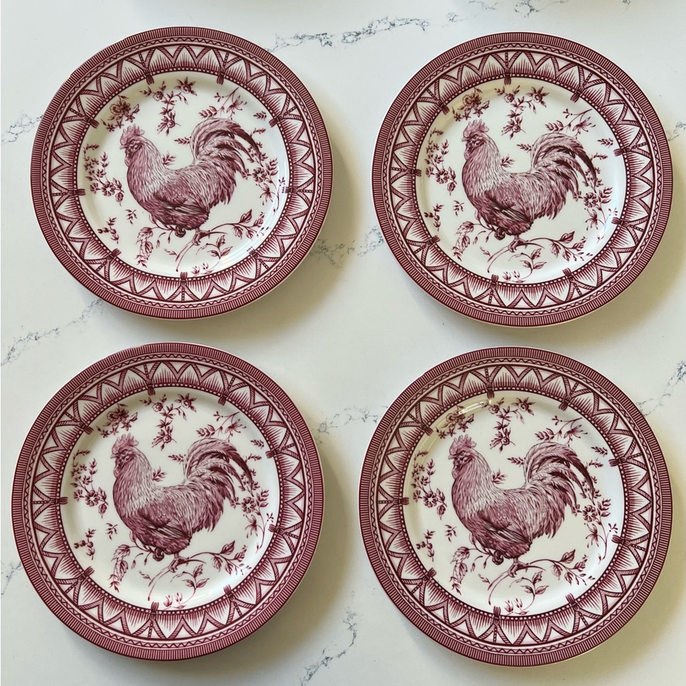 Farmhouse 4 Queens Red Rooster Salad Plates by Neiman Marcus 🐓♥️